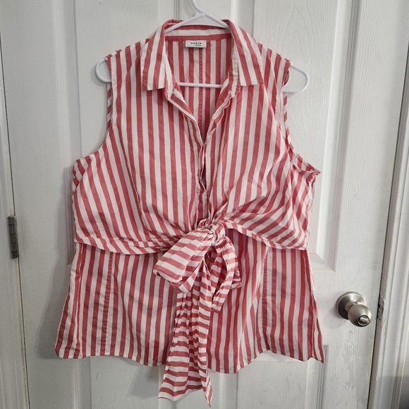 Akris Punto nautical feminine quiet luxury barbiecore button front top Size 16 - Picture 2 of 12